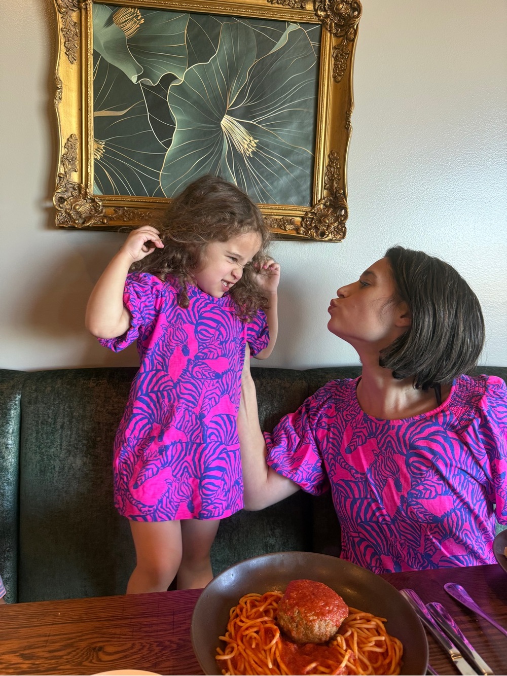 MOMMY AND ME Lilly Pulitzer Pink & Blue Zebra-Print Short Sleeve Tee